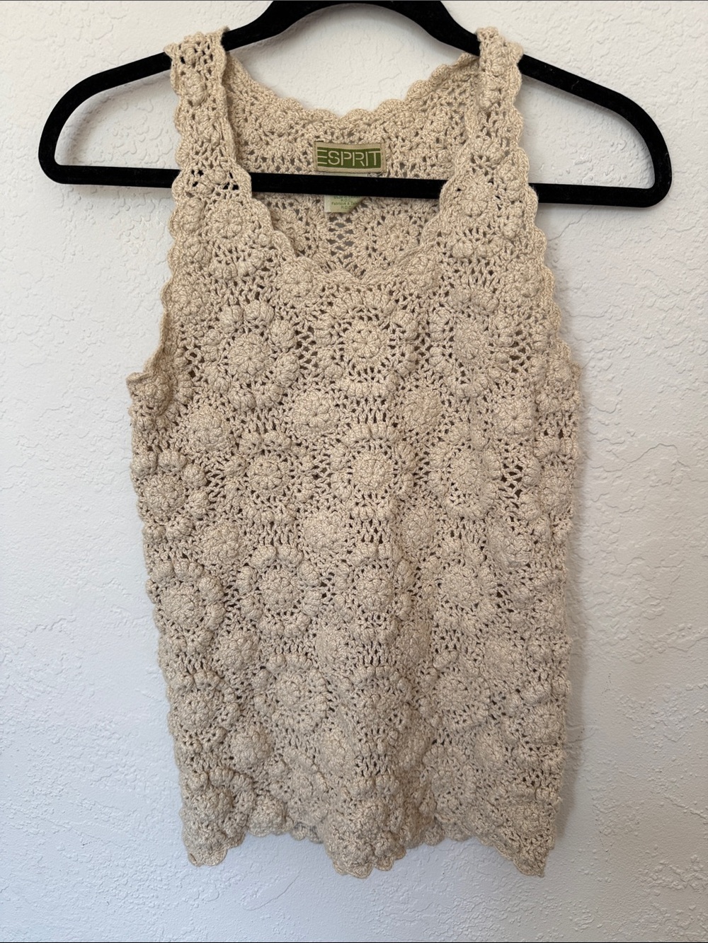 Esprit Crochet Tank Top in Beige/Cream